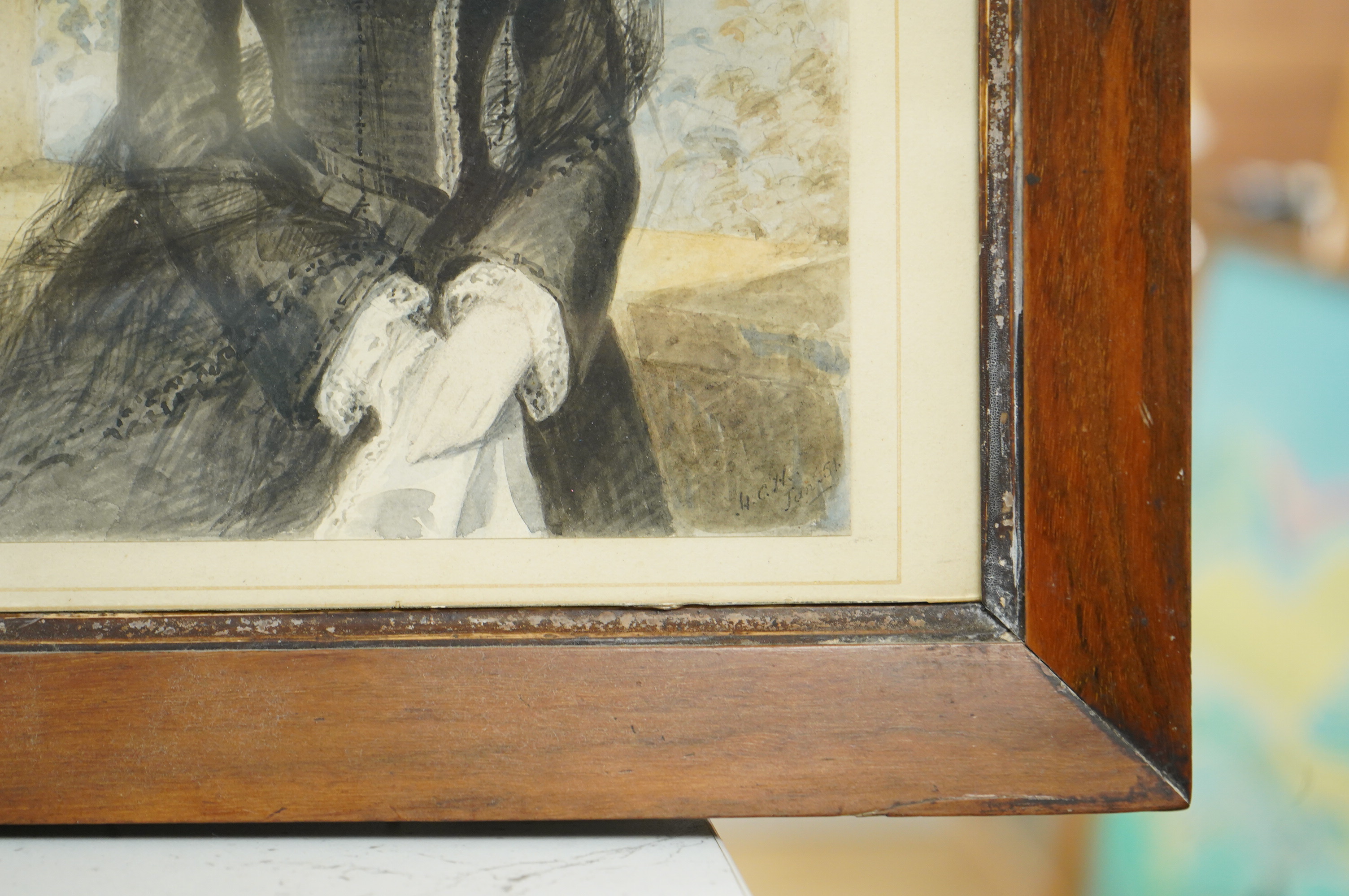 Early Victorian School, half length portrait of a lady, monogrammed and dated ‘51, watercolour, 25 x 15cm